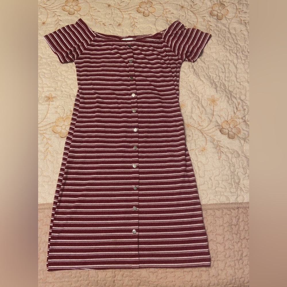 Long red & white striped dress
